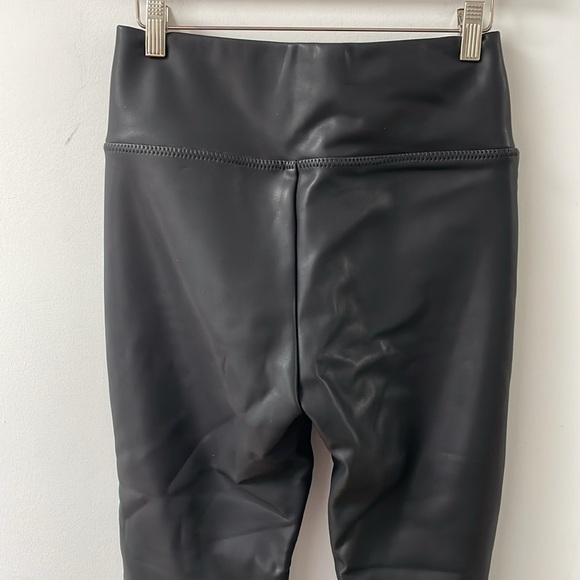 Patrizia Luca Milano faux leather leggings pants XS black shiny fleece lined NWT - Picture 4 of 14
